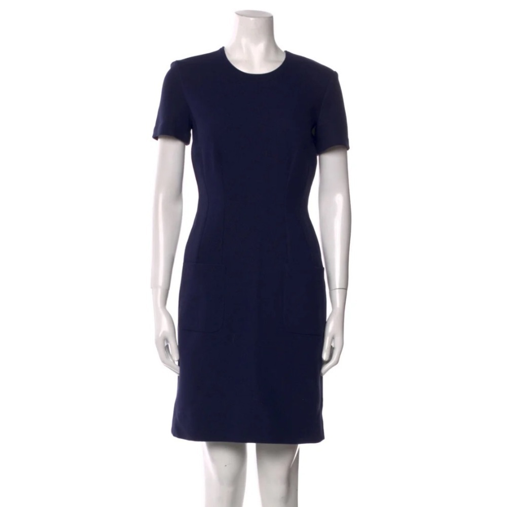 Lanvin Paris Short Sleeve Sheath Dress‎ Navy